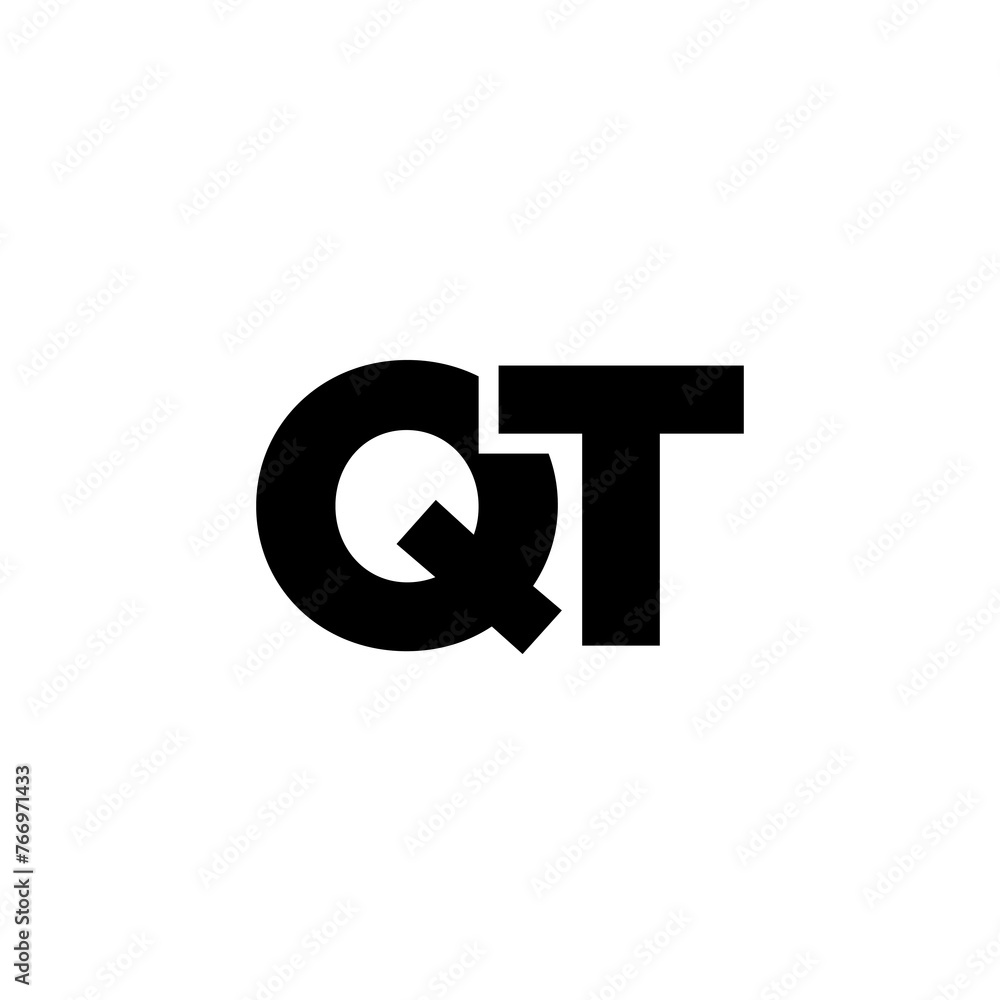 Poster letter q and t, qt logo design template. minimal monogram initial based logotype.