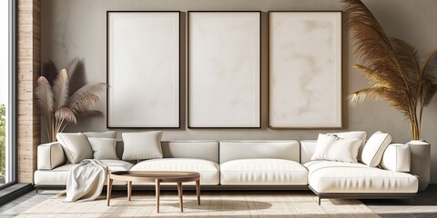 mock-up poster frame in an Art Deco living room with a modern interior background