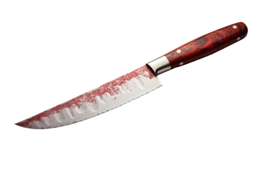 Red-Handle Knife on White Background. On a Clear PNG or White Background.