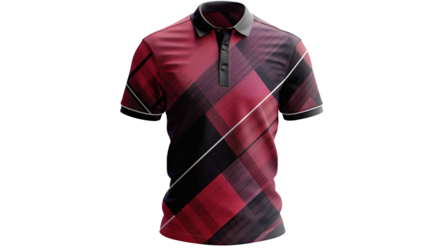 A trendy men's polo shirt, adding a touch of casual elegance to any ensemble, its dynamic pattern and comfortable fit highlighted against a seamless white background - Powered by Adobe