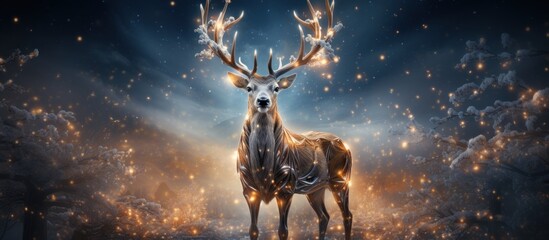 magic festive reindeer covered in glowing