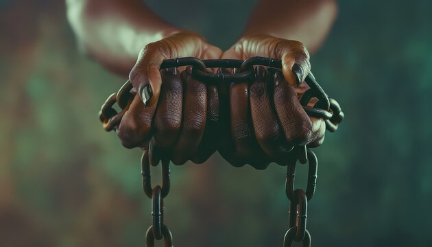A person is being held by a chain