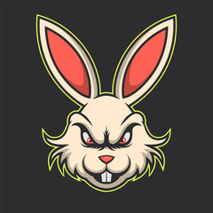 Crazy rabbit mascot design. Vector illustration