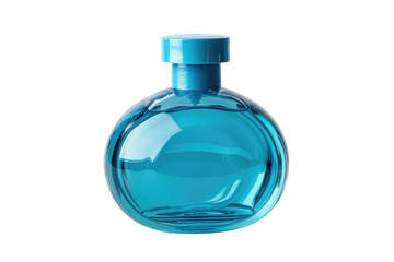 Bottle of Blue Liquid on White Background. On a Clear PNG or White Background.
