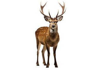 Majestic Deer With Large Antlers Standing on White Background. On a Clear PNG or White Background.