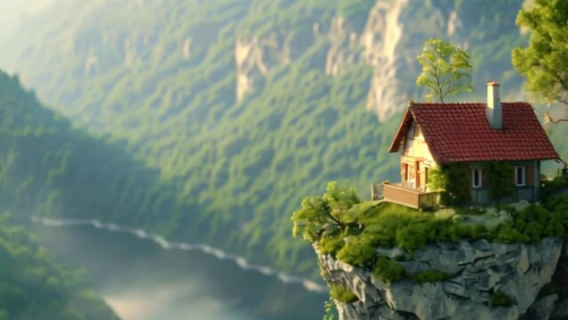 video of a house on the edge of a cliff