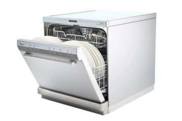 Open Dishwasher Door. On a Clear PNG or White Background.