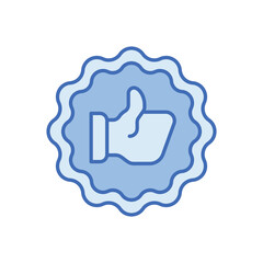 Obraz premium Blue Line Thumbs Up vector icon
