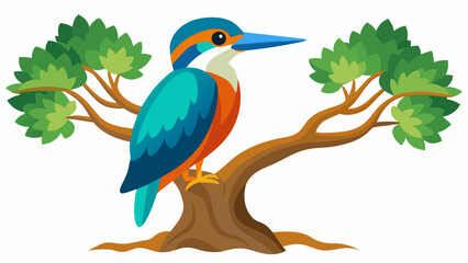 Vibrant Kingfisher Perched on Tree A Stunning Display of Nature's Palette