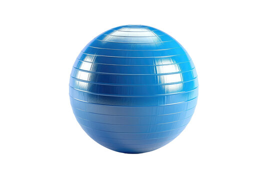 Blue Exercise Ball on White Background. On a Clear PNG or White Background.