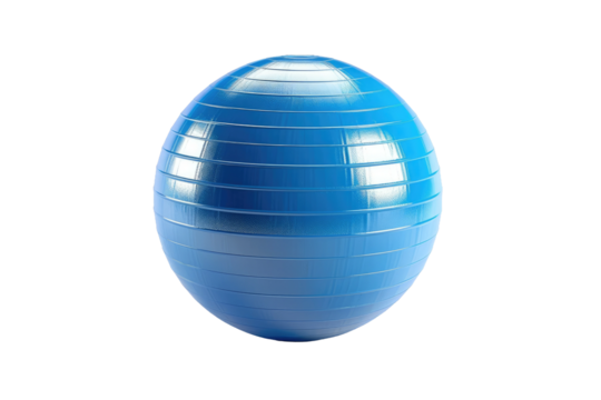 Blue Exercise Ball on White Background. On a Clear PNG or White Background.