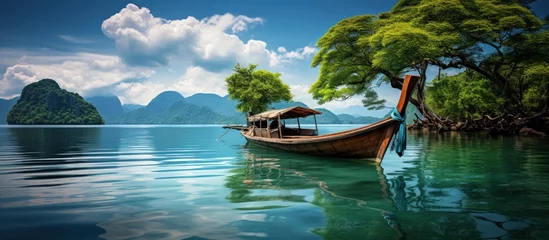 Fotobehang boat on small island © KRIS