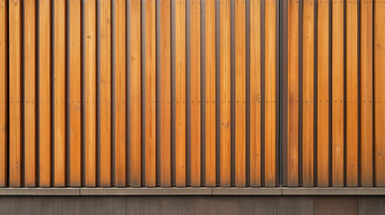 Warm-toned wooden slats on a wall. - obrazy, fototapety, plakaty