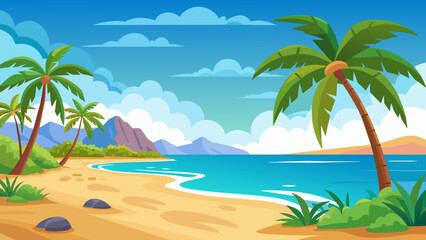 Fototapeta na wymiar beach-background-with-sand-an-d-palm-trees