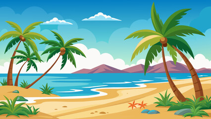 Fototapeta na wymiar beach-background-with-sand-an-d-palm-trees