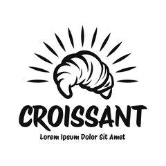 Vector illustration of a bakery shop logo icon, with home made croissant