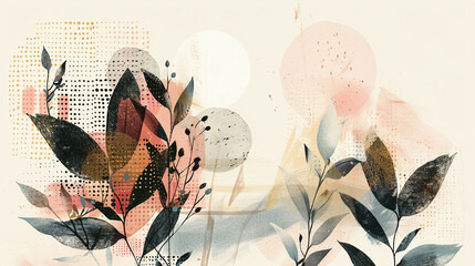 Abstract Flora in Pastel Hues - 766976656