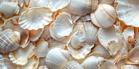 Seashell Assortment Organic Texture - obrazy, fototapety, plakaty