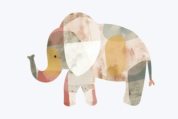 Abstract Textured Elephant Illustration - 766977444