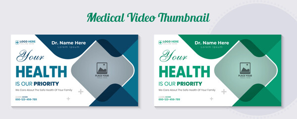 Naklejka premium Medical healthcare video cover with web Banner video thumbnail Design for Medical Doctor promotion thumbnail