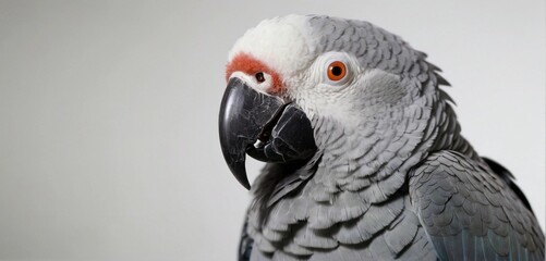 Big beautiful parrot on a light isolated background