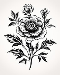 Simple black and white floral illustration