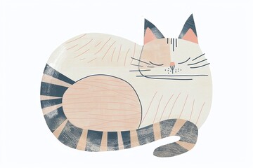 Modern Cat Artwork in Pastel - 766978038