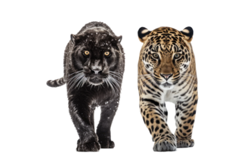 Two Animals Walking Together. On a Clear PNG or White Background.