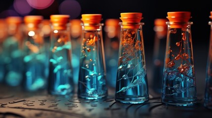 abstract background theme chemistry test tubes experiments - obrazy, fototapety, plakaty