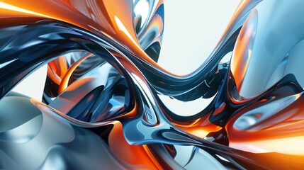 3D rendering of abstract shapes. Liquid metal morphing. Futuristic technology, science fiction, alien landscape, or abstract organic form.