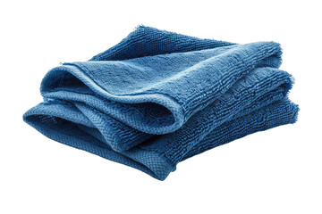 Stack of Blue Towels Folded Neatly. On a Clear PNG or White Background.