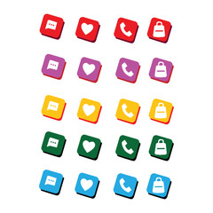 Contact Icons. Phone, Chat, Message, Love, Shop