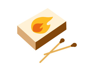 Matchbox and matches vector flat illustration isolated on white background. Simple hand drawn cartoon style.