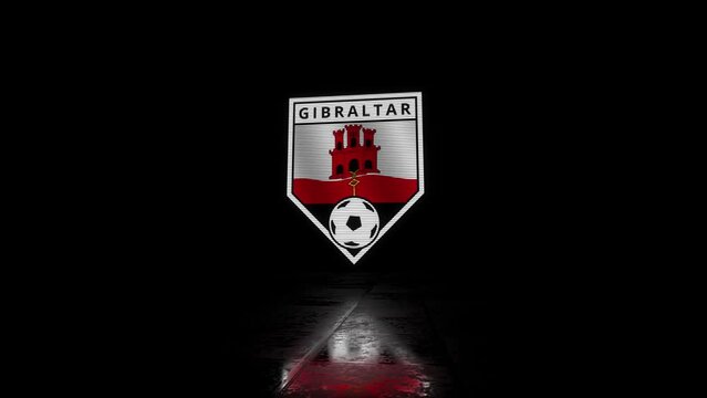 Gibraltar Glitchy Shield Shaped Football or Soccer Badge with a Waving Flag