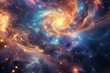 A tapestry of swirling galaxies and nebulae, evoking a sense of infinite celestial majesty - obrazy, fototapety, plakaty