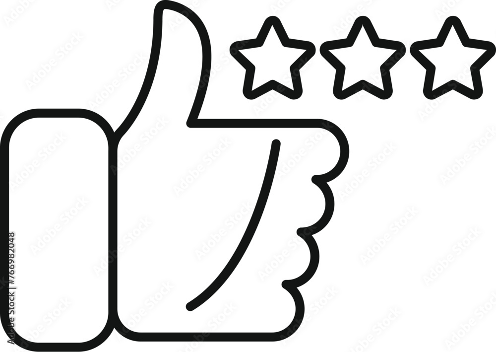 Aufkleber thumb up level icon outline vector. game excellent user. happy range report