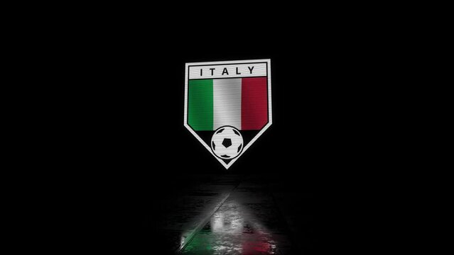 Italy Glitchy Shield Shaped Football or Soccer Badge with a Waving Flag