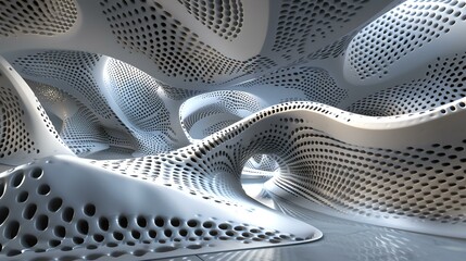 The image is a 3D rendering of an organic, cave-like structure with a smooth, undulating surface.
