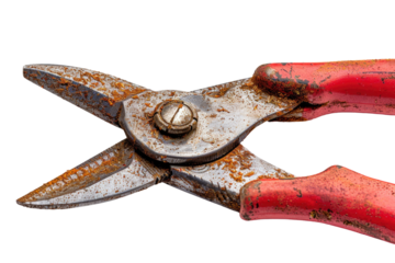 Red-handled Pliers on White Background. On a Clear PNG or White Background.