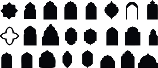 Islamic window silhouette vector set
