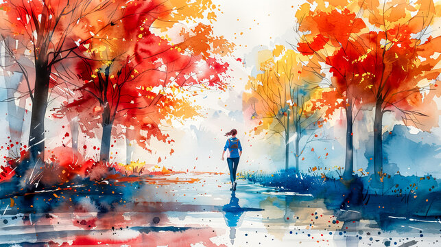 A jogger in watercolors