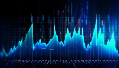 Blue hologram rising stock chart background. Background with stock chart concept.
