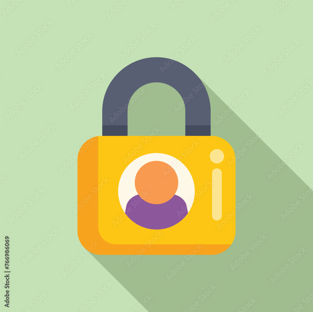 Poster user padlock code icon flat vector. mobile registration. account identity secure