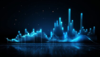Fototapeta premium Blue hologram rising stock chart background. Background with stock chart concept.