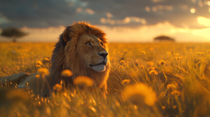 lion in the savanna biome