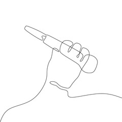 Single continous line art of hand holding microphone