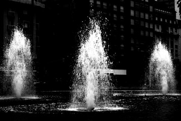 Black and white fountain in a park