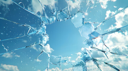 Naklejka premium Dramatic 3D illustration of an hole and cracks in glass