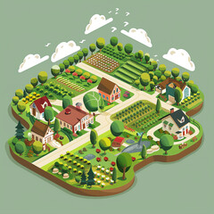 Eco-friendly farming, agricultural sustainability, vector,