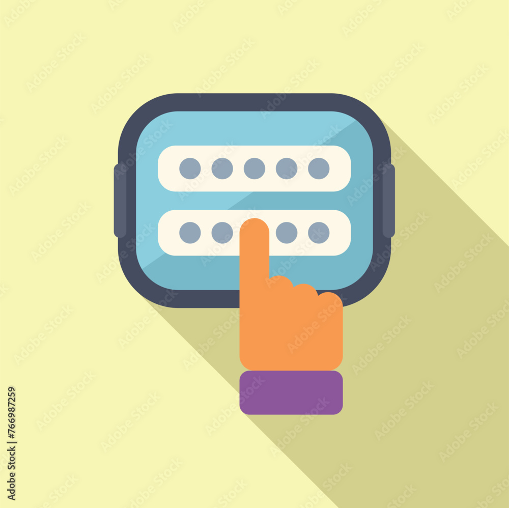 Poster change online password icon flat vector. two factor verify. passcode cellular